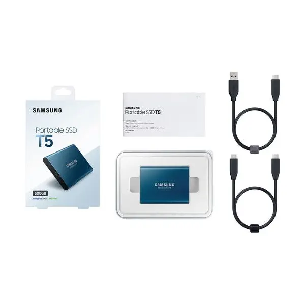 Samsung T5 SSD 500GB USB Type-C 3.1 Portable External SSD > Blue