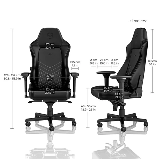 Noble HERO Vegan Faux Leather Gaming Chair > Black/Platinum White