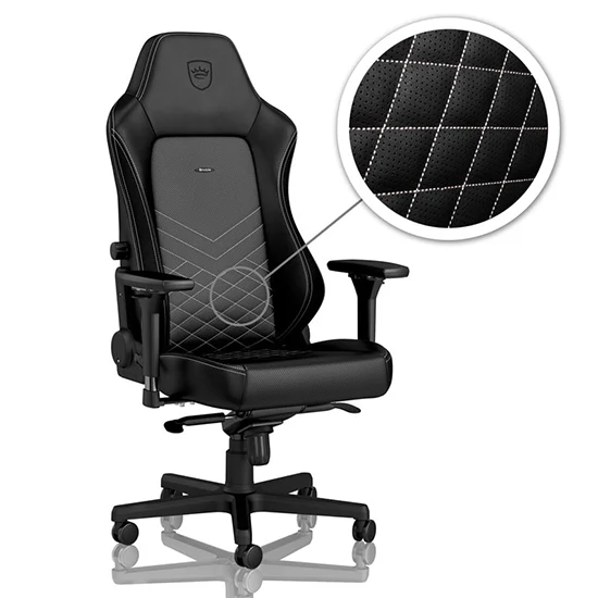 Noble HERO Vegan Faux Leather Gaming Chair > Black/Platinum White