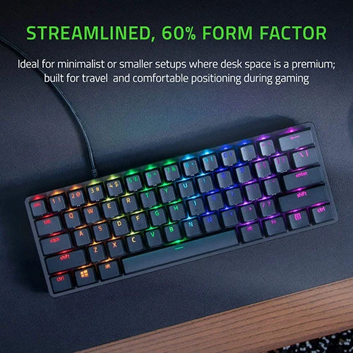 Razer Huntsman Mini 60% Gaming PBT Chroma RGB Keyboard With Clicky Purple Optical Switches