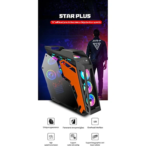 WJ Coolman Star Plus Special Edition 8 ARGB Fans ATX Gaming Case > Pink
