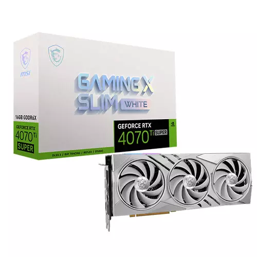 MSI GeForce RTX 4070 Ti SUPER GAMING X SLIM White Edition 16GB GDDR6X 256-Bit Video Card, DLSS 3
