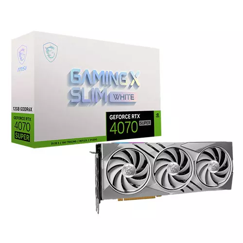 MSI GeForce RTX 4070 SUPER GAMING X SLIM WHITE Edition 12G GDDR6X 192-Bit Video Card, DLSS 3