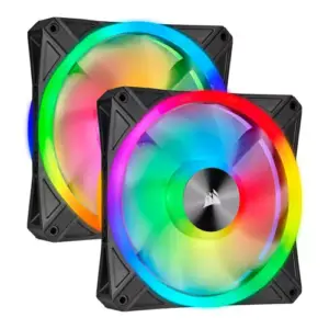 Corsair ICUE QL140 RGB 140mm PWM Dual Fan Kit With Lighting Node CORE Cooling Fans > Black