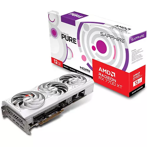 SAPPHIRE PURE AMD RADEON RX 7700 XT OC 12GB GDDR6 192-Bit Video Card > White