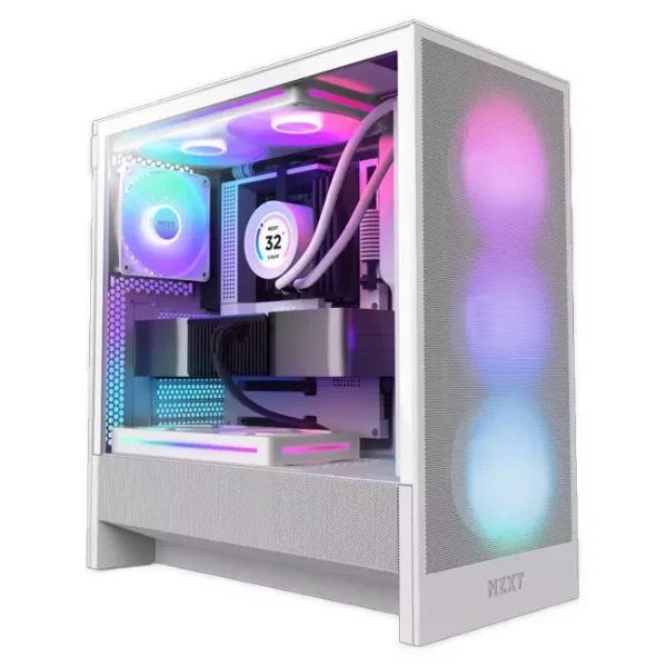 NZXT H5 Flow RGB Compact ATX Mid-Tower Airflow Case > White