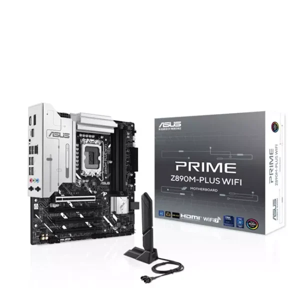 ASUS PRIME Z890M-PLUS WIFI DDR5 LGA 1851 M-ATX Motherboard > White