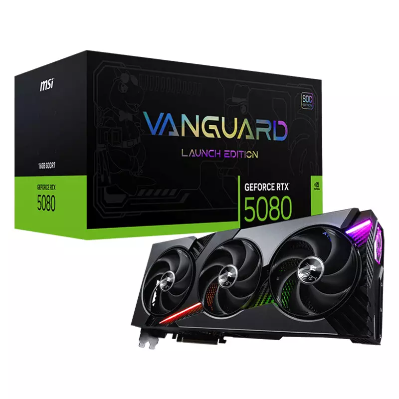 912-V531-032 MSI GeForce RTX 5080 16GB GDDR7 VANGUARD SOC LAUNCH EDITION Video Card, DLSS 4