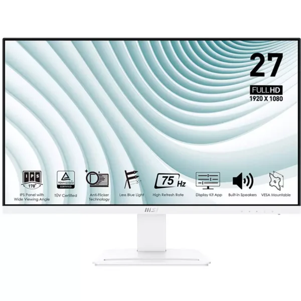 MSI PRO MP273W 27-inch FHD, IPS, 5ms, 75Hz, Business Monitor > White