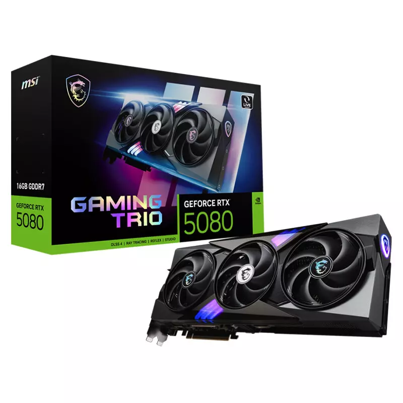 G5080-16GT MSI GeForce RTX 5080 16GB GDDR7 GAMING TRIO Video Card, DLSS 4