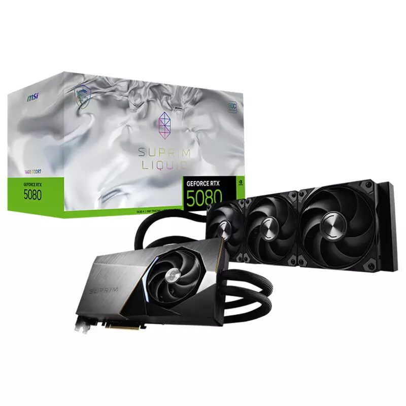 G5080-16SLS MSI GeForce RTX 5080 16GB GDDR7 SUPRIM LIQUID SOC Video Card, DLSS 4