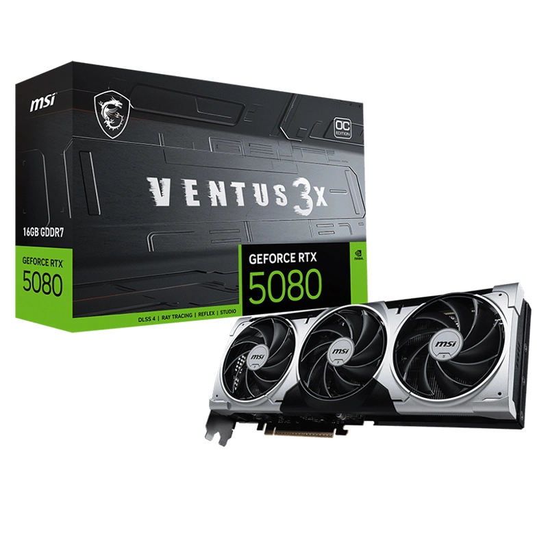G5080-16V3CP MSI GeForce RTX 5080 16GB GDDR6X VENTUS 3X OC PLUS Video Card, DLSS 4