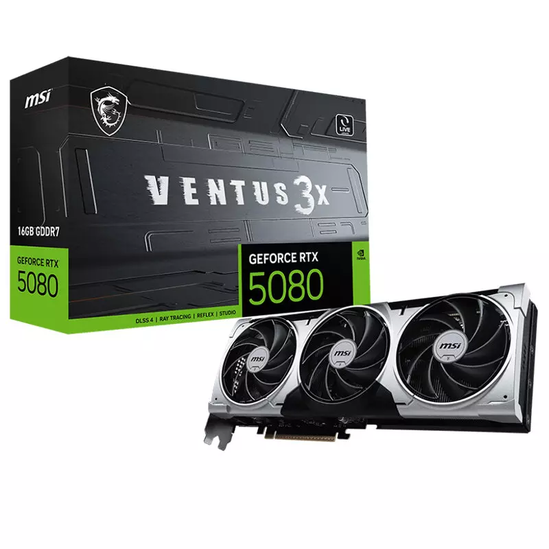 G5080-16V3P MSI GeForce RTX 5080 16GB GDDR7 VENTUS 3X PLUS Graphics Card, DLSS 4