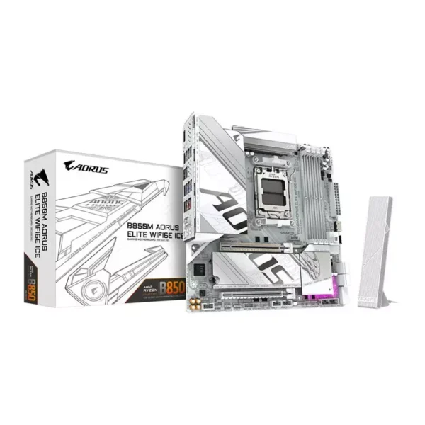 Gigabyte AMD B850M AORUS ELITE WIFI6E ICE Micro-ATX Motherboard > White