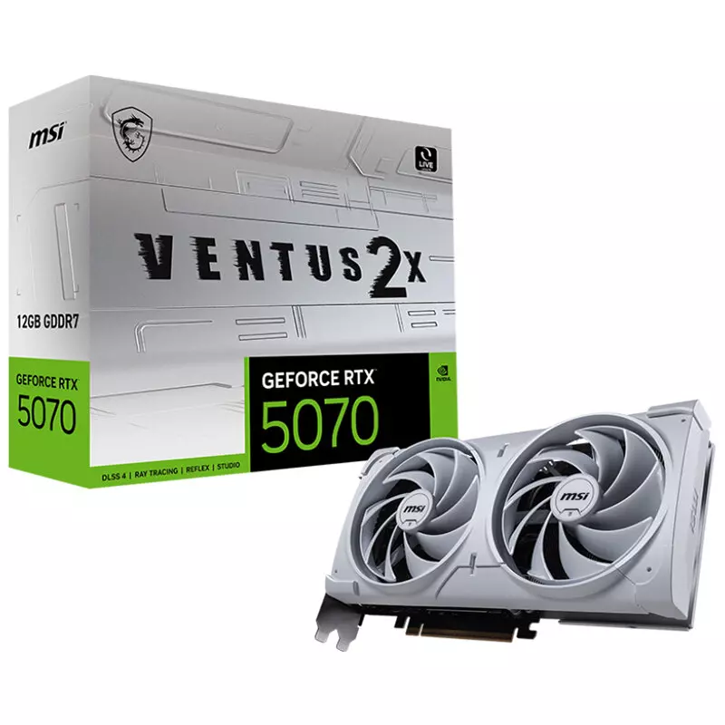 G5070-12V2W MSI GeForce RTX 5070 12G GDDR7 VENTUS 2X WHITE Video Card, DLSS 4