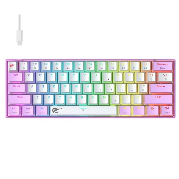 HAVIT Transparent RGB backlighting Gaming Keyboard > Pink