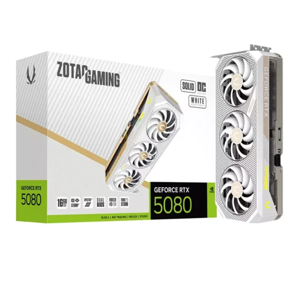 ZOTAC GAMING GeForce RTX 5080 16GB GDDR7 SOLID OC White Edition Video Card, DLSS 4