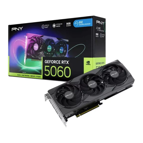 PNY GeForce RTX 5060 ARGB EPIC-X RGB OC 8GB Blackwell Video Card, DLSS 4