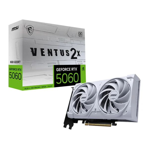 MSI GeForce RTX 5060 8GB GDDR7 VENTUS 2X OC WHITE Graphics Card, DLSS 4