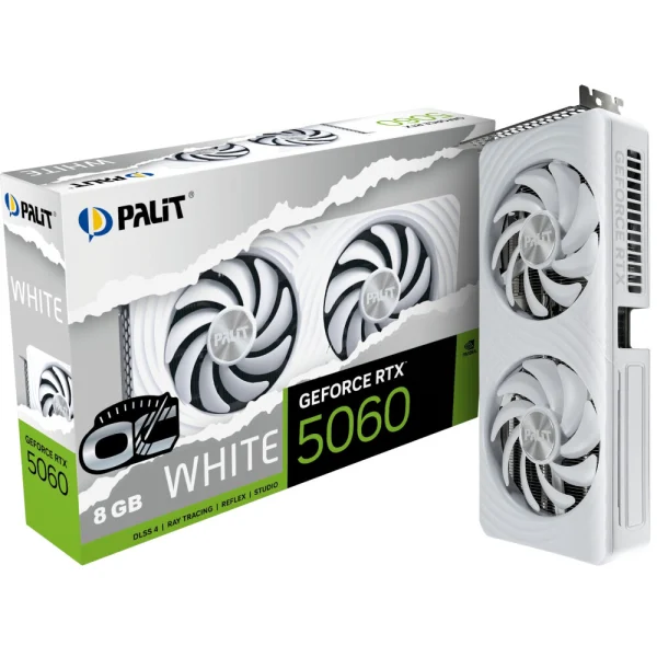 Palit GeForce RTX 5060 White OC 8GB GDDR7 Video Card, DLSS 4