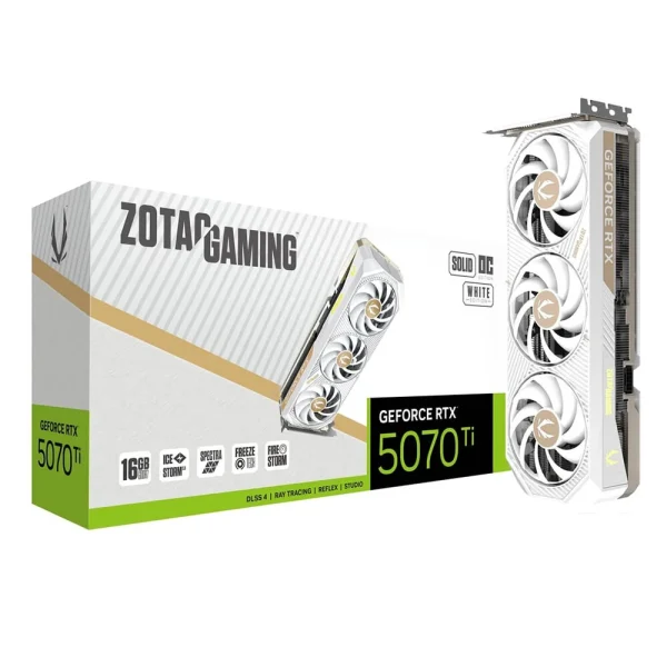 ZOTAC GAMING GeForce RTX 5070 Ti SOLID CORE OC Video Card > White, DLSS 4