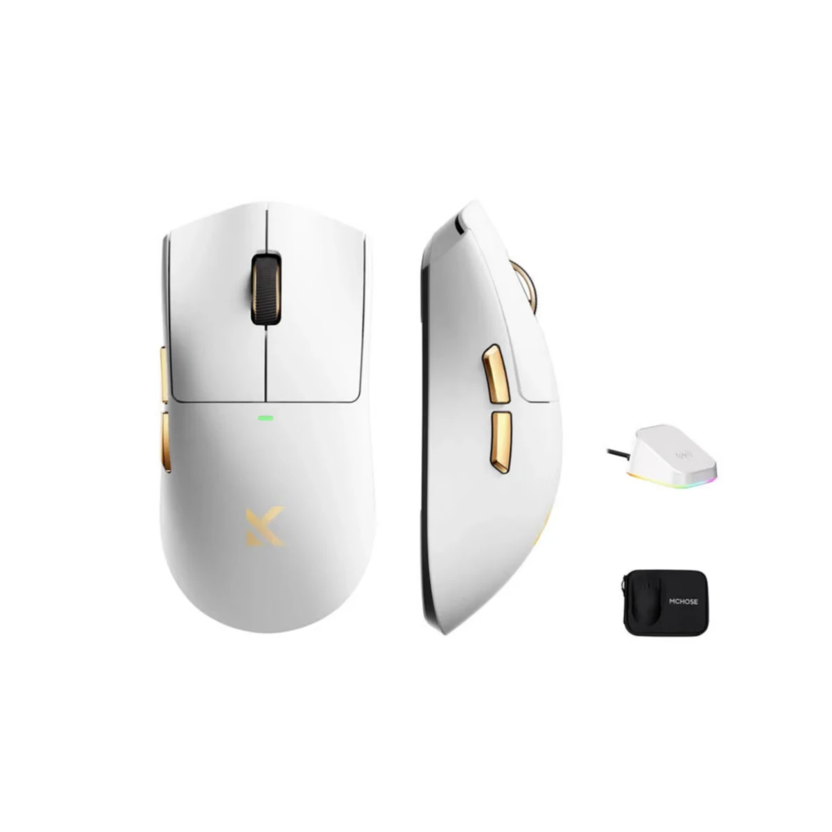 MC-K7-7-2 MCHOSE K7 Ultra 8K Lightweight Wireless Gaming Mouse > White Gold